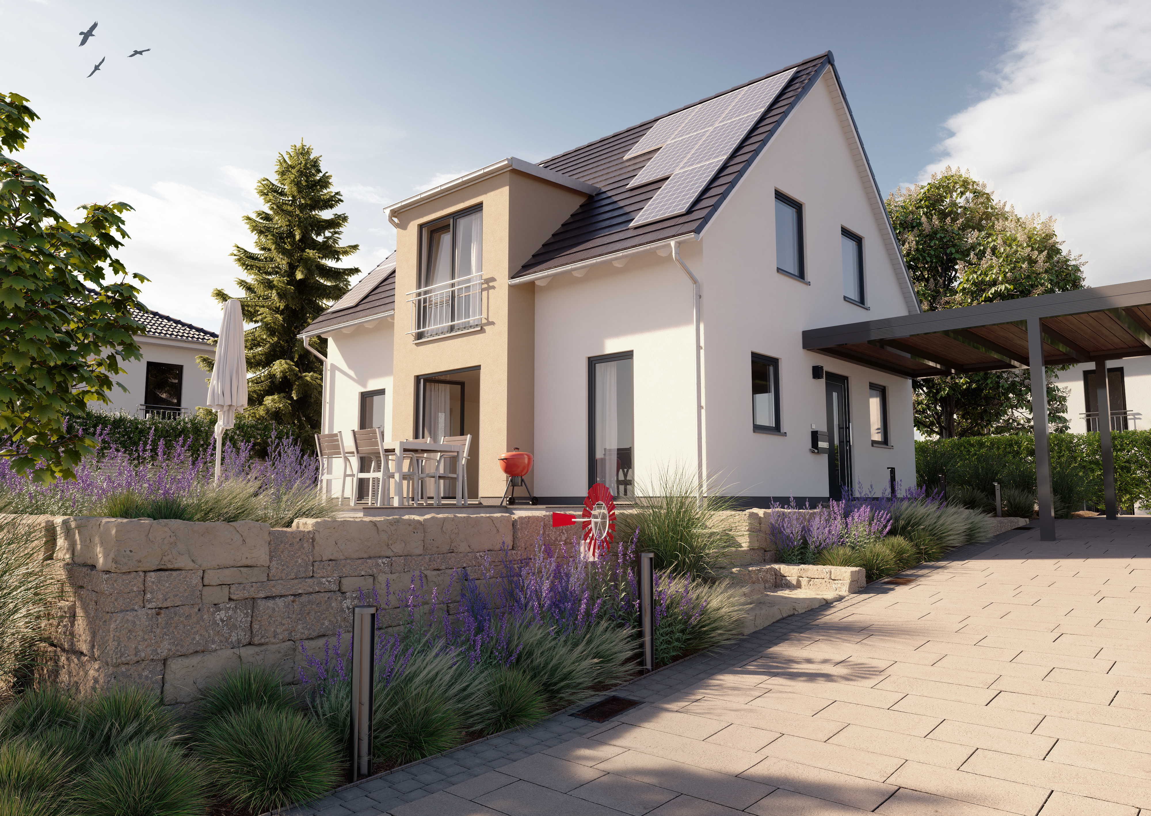 Lichthaus 121 – Lichtdurchflutetes Traumhaus mit modernem Wohnkomfort Massivhaus Lichthaus 121 von Town & Country Haus mit bodentiefen Fenstern, rund 121 m² Wohnfläche und lichtdurchfluteten Räumen – das individuell planbare Traumhaus für moderne Familien.