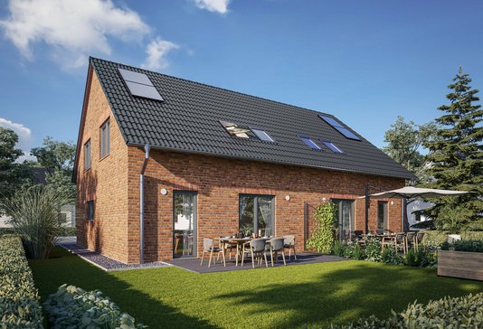 Doppelhaus-Behringen-116-Garten-Klinker Behringen 116 Klinker mit Garten