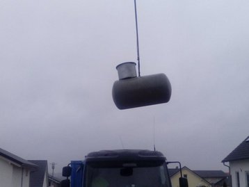 Gastank an einem Kran