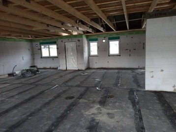 Rohbau eines Bungalow 128 von innen