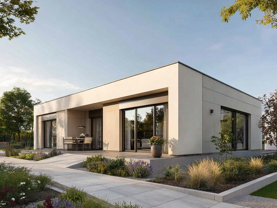 Barrierefreier Bungalow mit Eingang, großzügiger Terrasse und Außenanlage