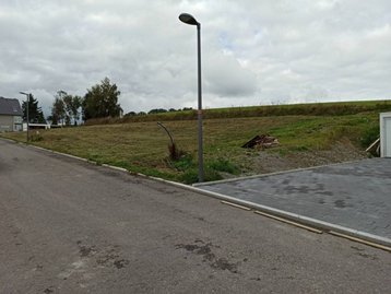 Straßenlaterne mit Feld im Hintergund