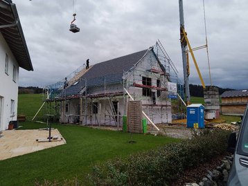 Haus mit Gerüst